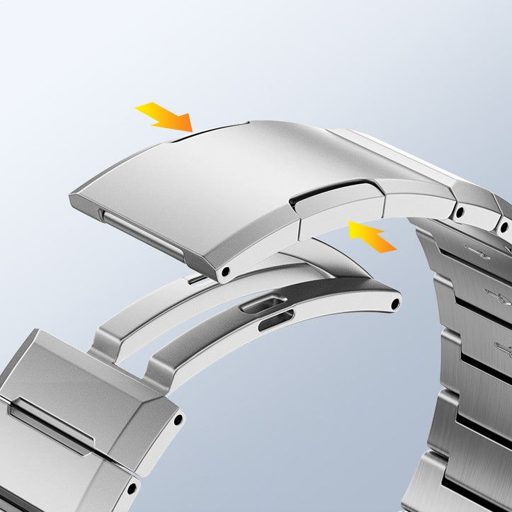 Geometriskt avsnitt strömlinjeformad stålfjäder lämplig för Samsung klockarmband