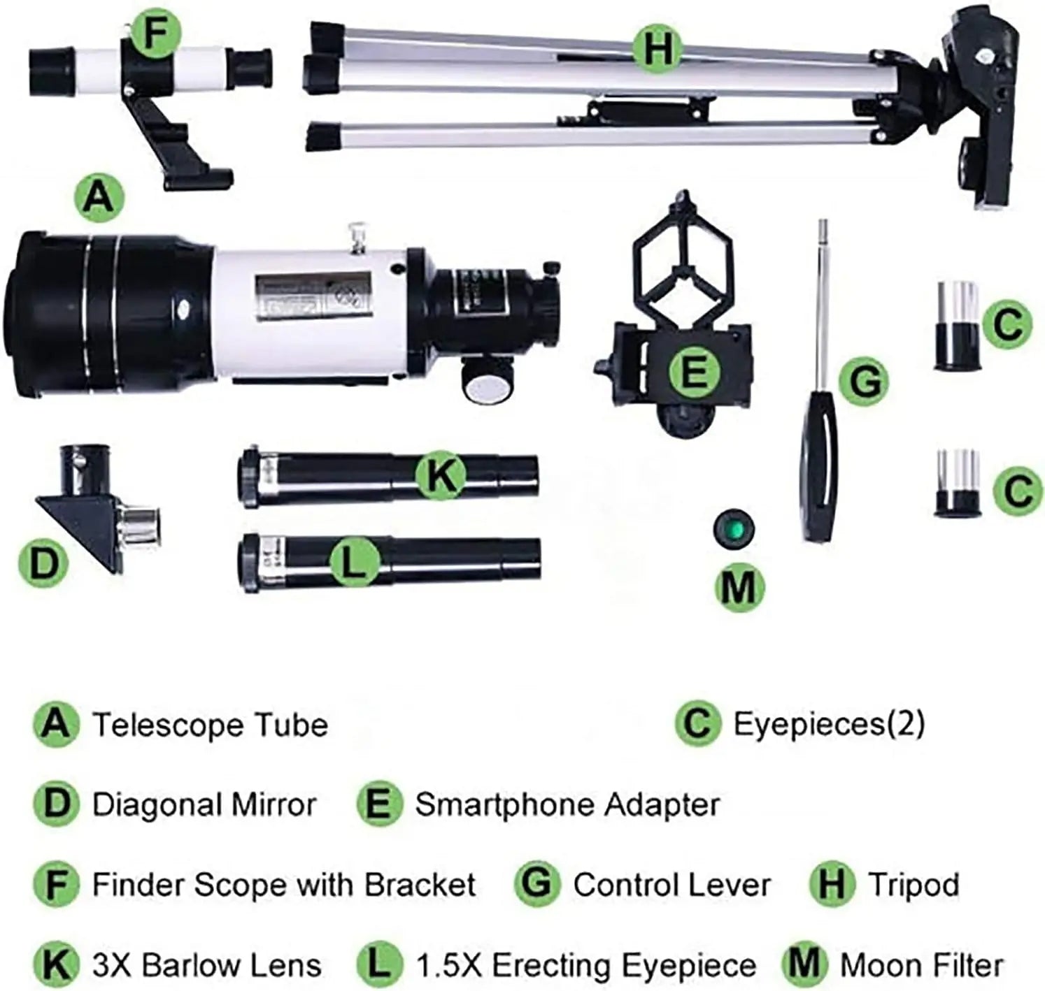 Professionelles astronomisches Teleskop – Mondbeobachtung mit Tischstativ – 150x Zoom