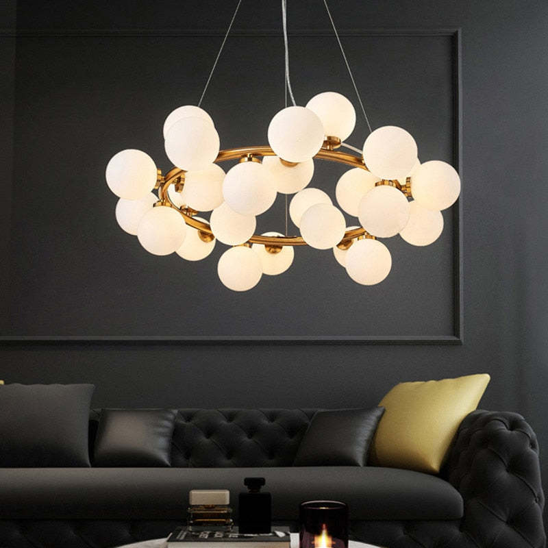 Valentina Bass Glass Bubble Golden Chandelier - Neutralighting