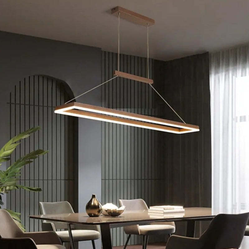 Gloen Rectangular Hanging Pendant Light — Modern Style, Gold/Coffee