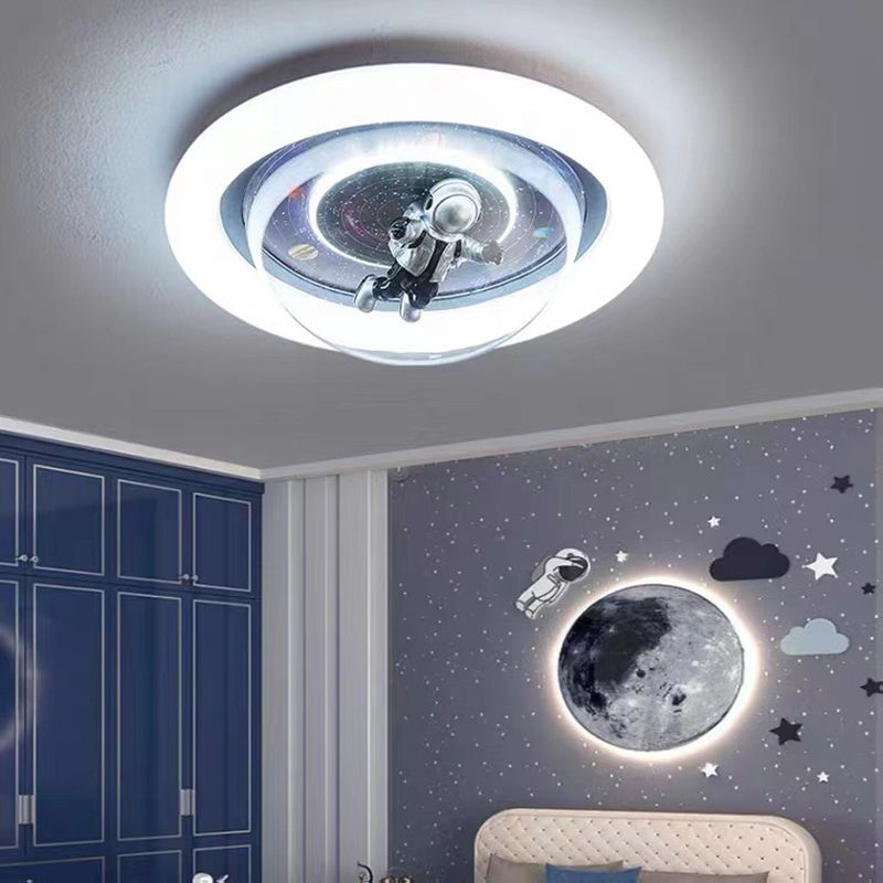 Aria Cosmic Astronaut & Galaxy Motif Flush Mount Ceiling Light - Neutralighting