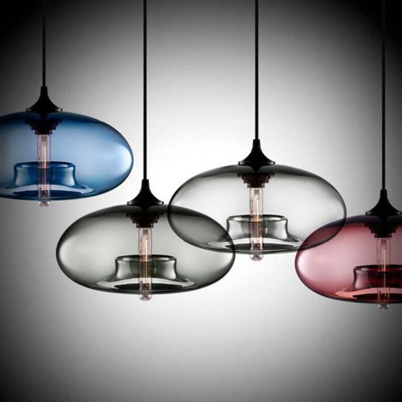 Lampada a sospensione in vetro Valentina — forma moderna a filone di pane, 6 colori