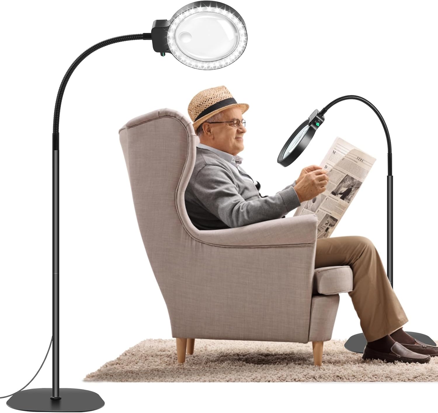 Lente d'ingrandimento BrightView a pagina intera con luce LED per leggere libri e fare lavori manuali senza usare le mani