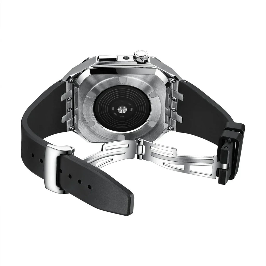 AP9009 silikonový řemínek s pouzdrem z nerezové oceli 316L pro Apple Watch