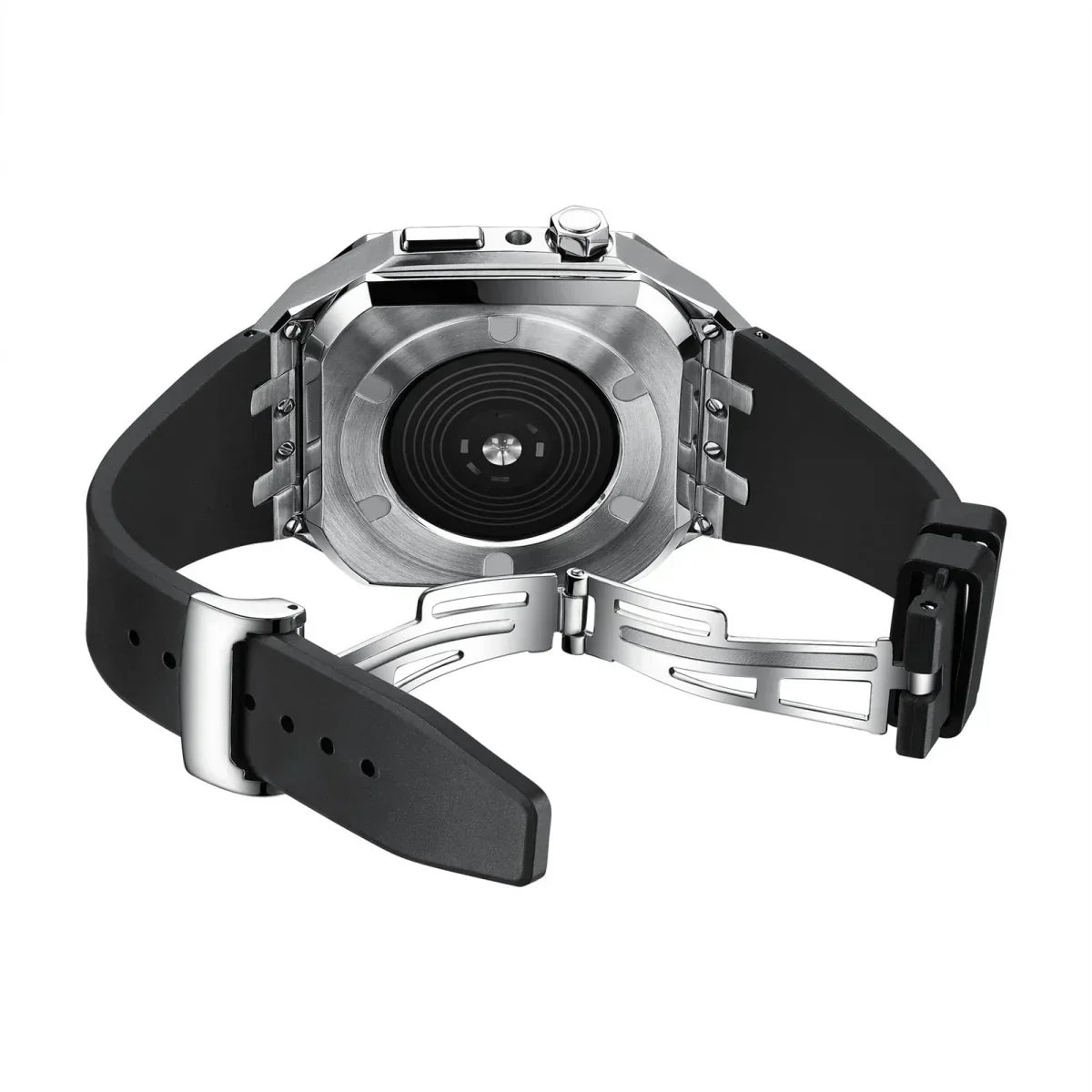 AP9009 silikonový řemínek s pouzdrem z nerezové oceli 316L pro Apple Watch