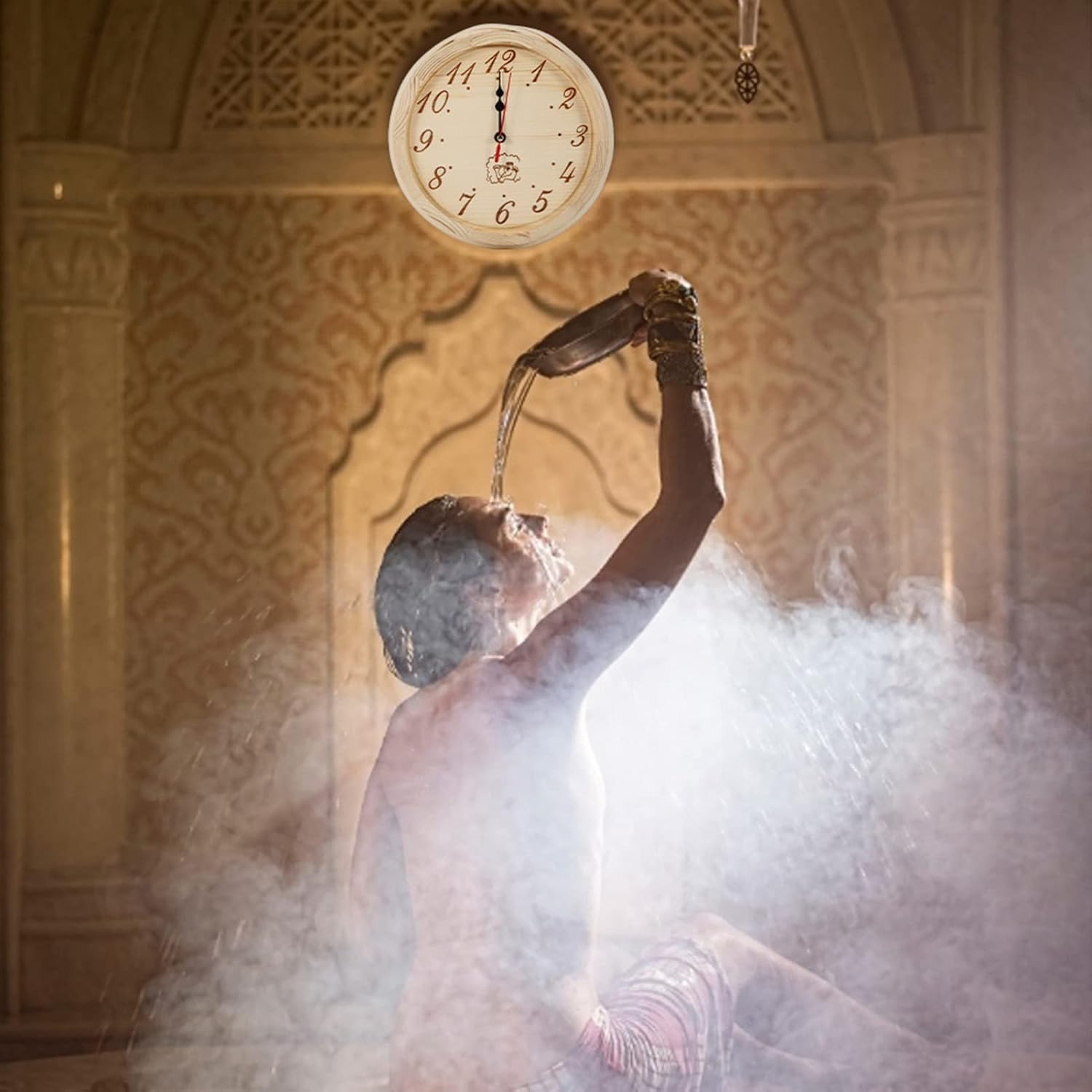 SaunaTime Wooden Clock - Rustic Wall Clock for Sauna & Wellness Spaces