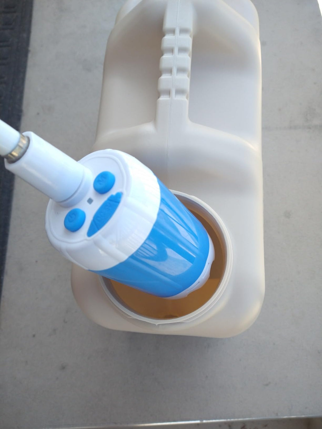 Pump inserted into the opening of a jerry can