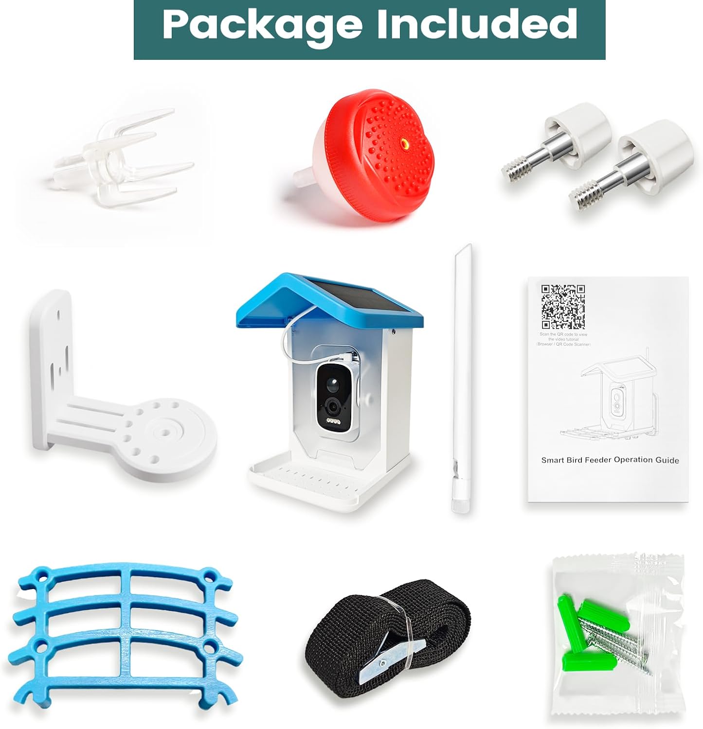 索拉鸟喂食器带摄像头 太阳能供电 适合观鸟爱好者