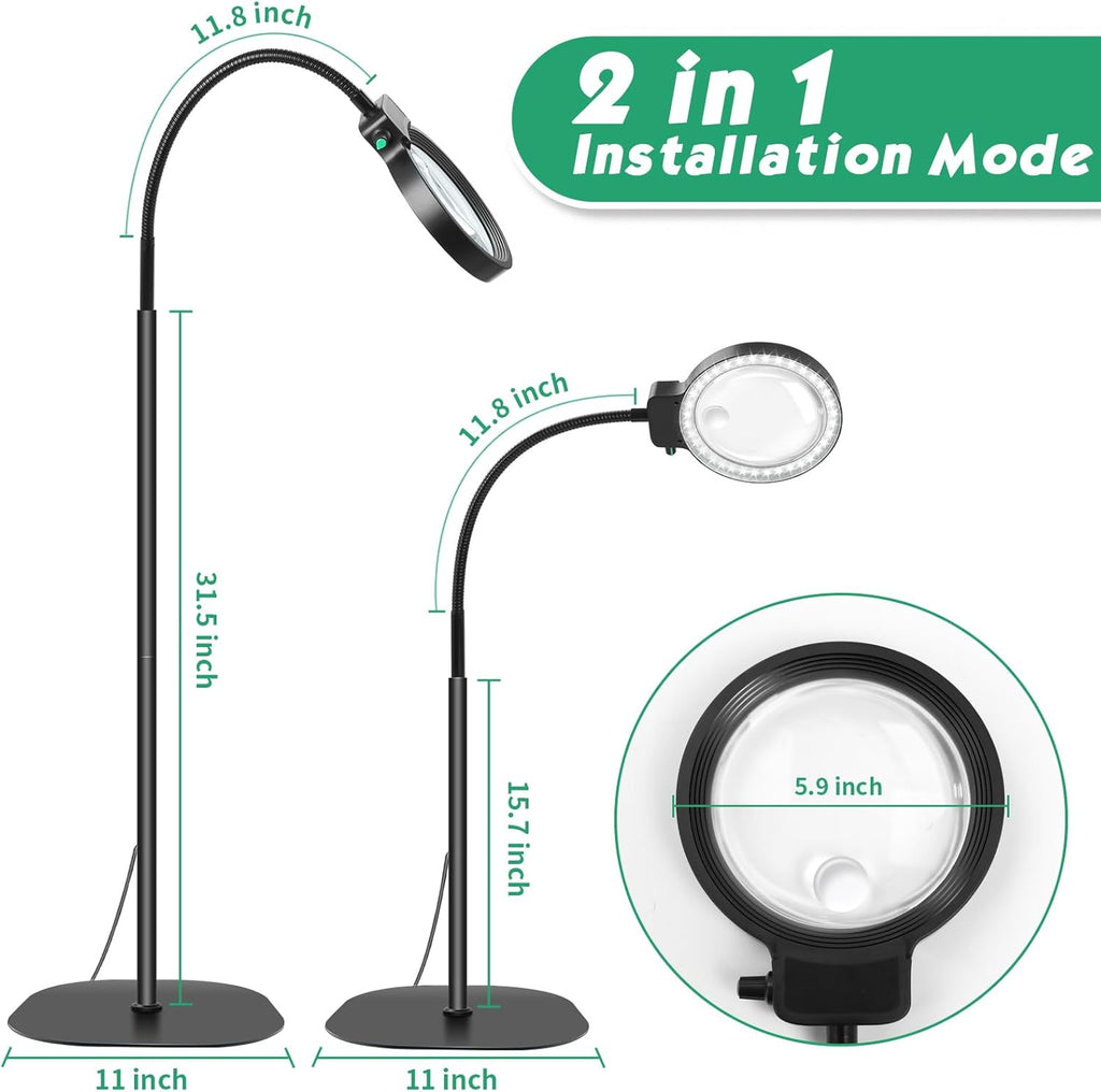 Lente d'ingrandimento BrightView a pagina intera con luce LED per leggere libri e fare lavori manuali senza usare le mani
