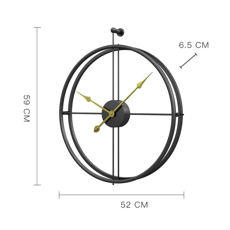 Siyah Minimalist Metal Duvar Saati Büyük