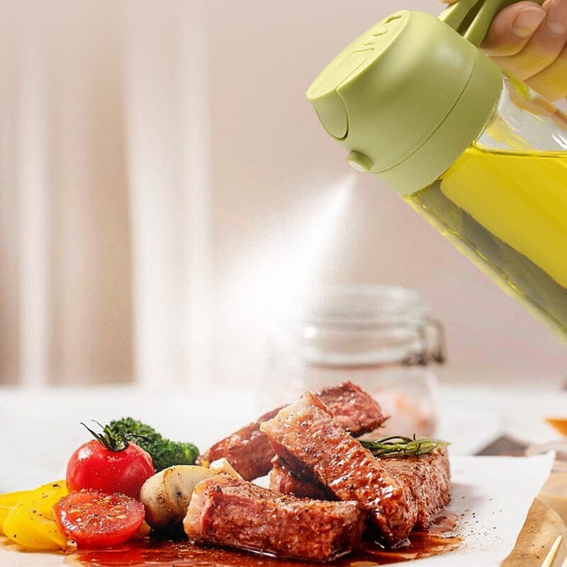 AeroChef Penyembur dan Pengedar Minyak Kaca 2-Dalam-1 Alat Tuang Dapur