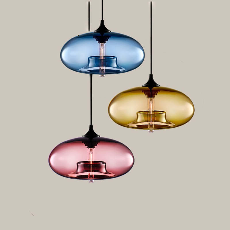 Lampada a sospensione in vetro Valentina — forma moderna a filone di pane, 6 colori
