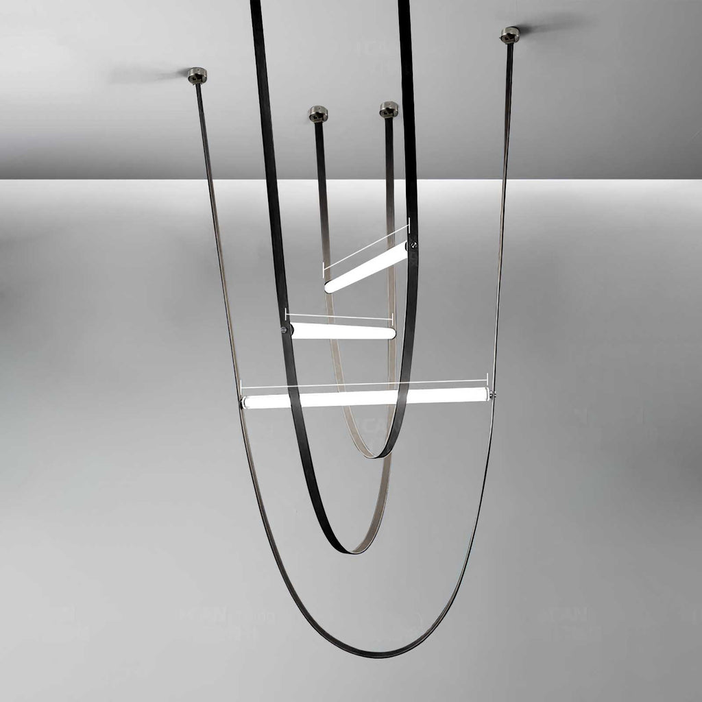 Tracer Belt Pendant Lamp — LED Silicone Diffuser, Premium Leather Belt Suspension