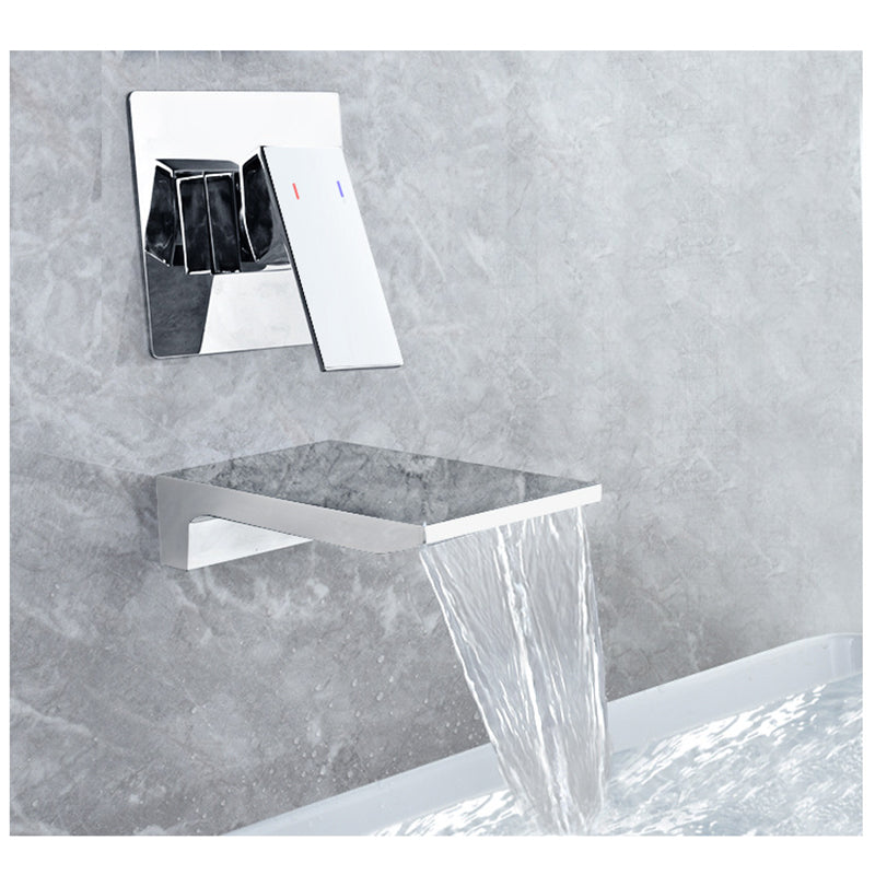 Torneira de parede para lavatório de casa de banho com manípulo único e efeito cascata