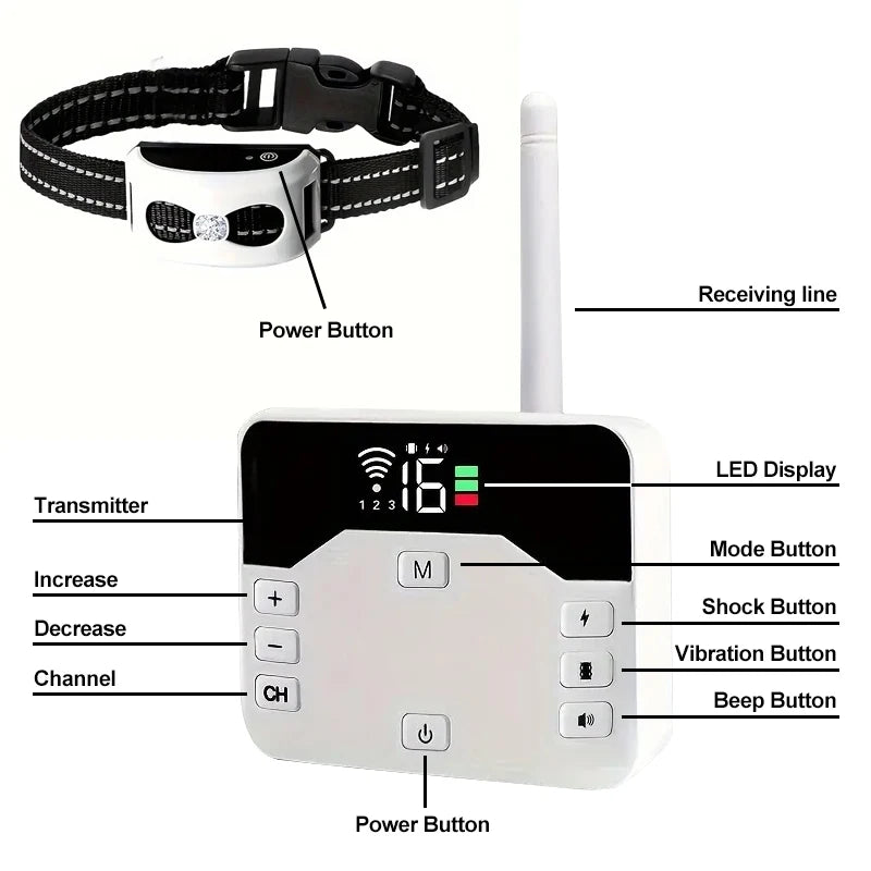 2-In-1 Wireless Dog Fence And Outdoor Training Collar