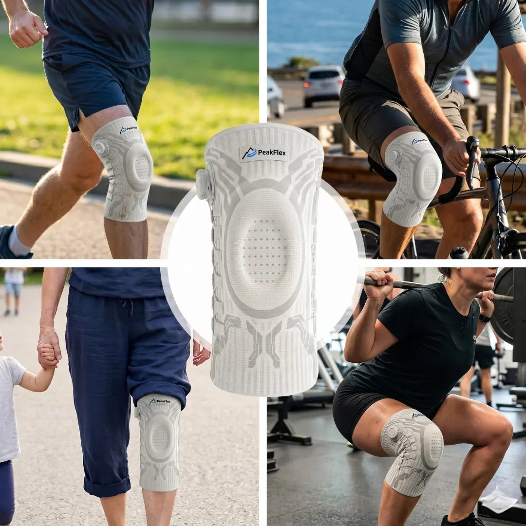 Adjustable Knee Compression Sleeve – Dial Fit, Kneecap Gel Pad, Side Stabilisers