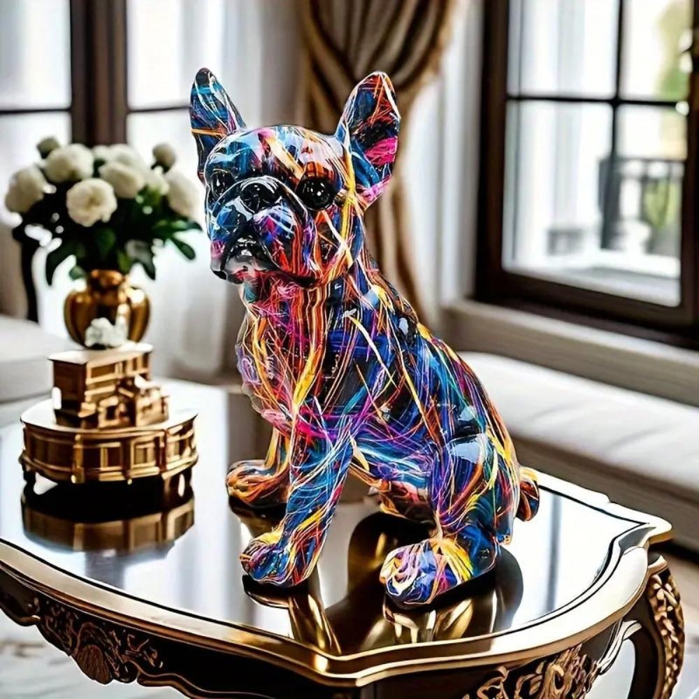 Figurine de graffiti bouledogue artistique