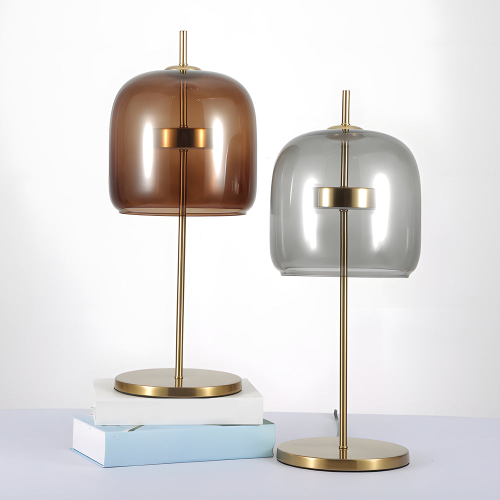 LumiLux - Candeeiro de Mesa em Vidro Fumado para um Ambiente Aconchegante