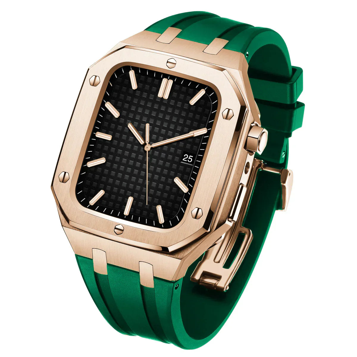 AP9009 silikonový řemínek s pouzdrem z nerezové oceli 316L pro Apple Watch