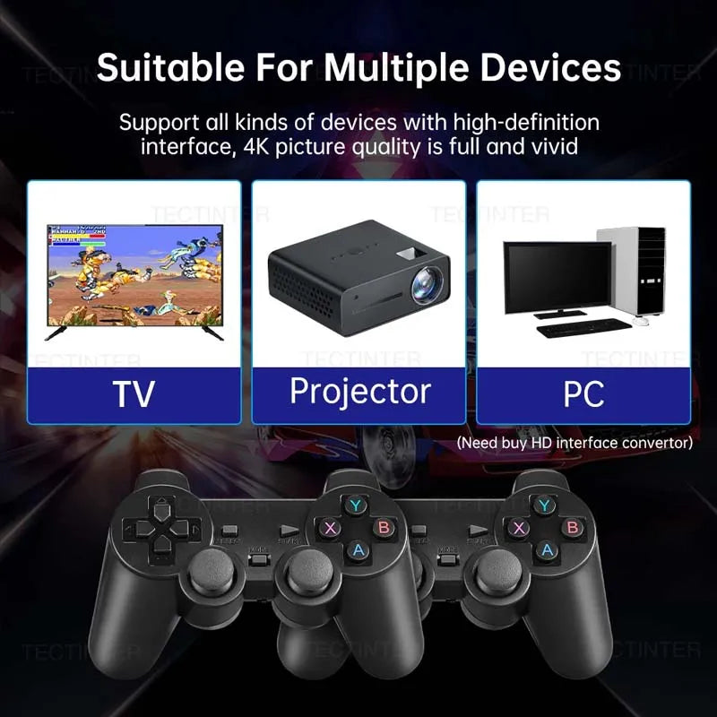 HDMI 4K-spillkonsoll for TV | 64GB med over 20,000 retrospill og 2 trådløse spillkontrollere