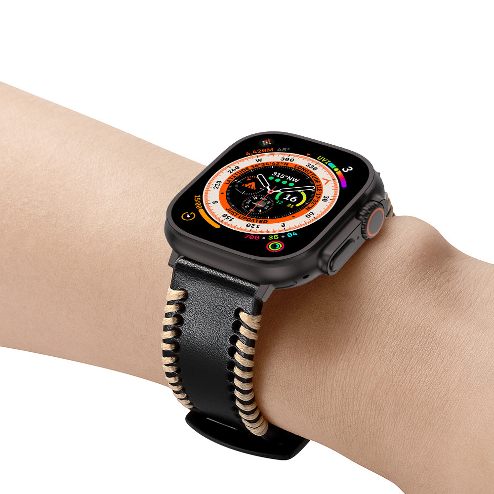 Tali Jahitan Tangan Kulit Untuk Apple Watch