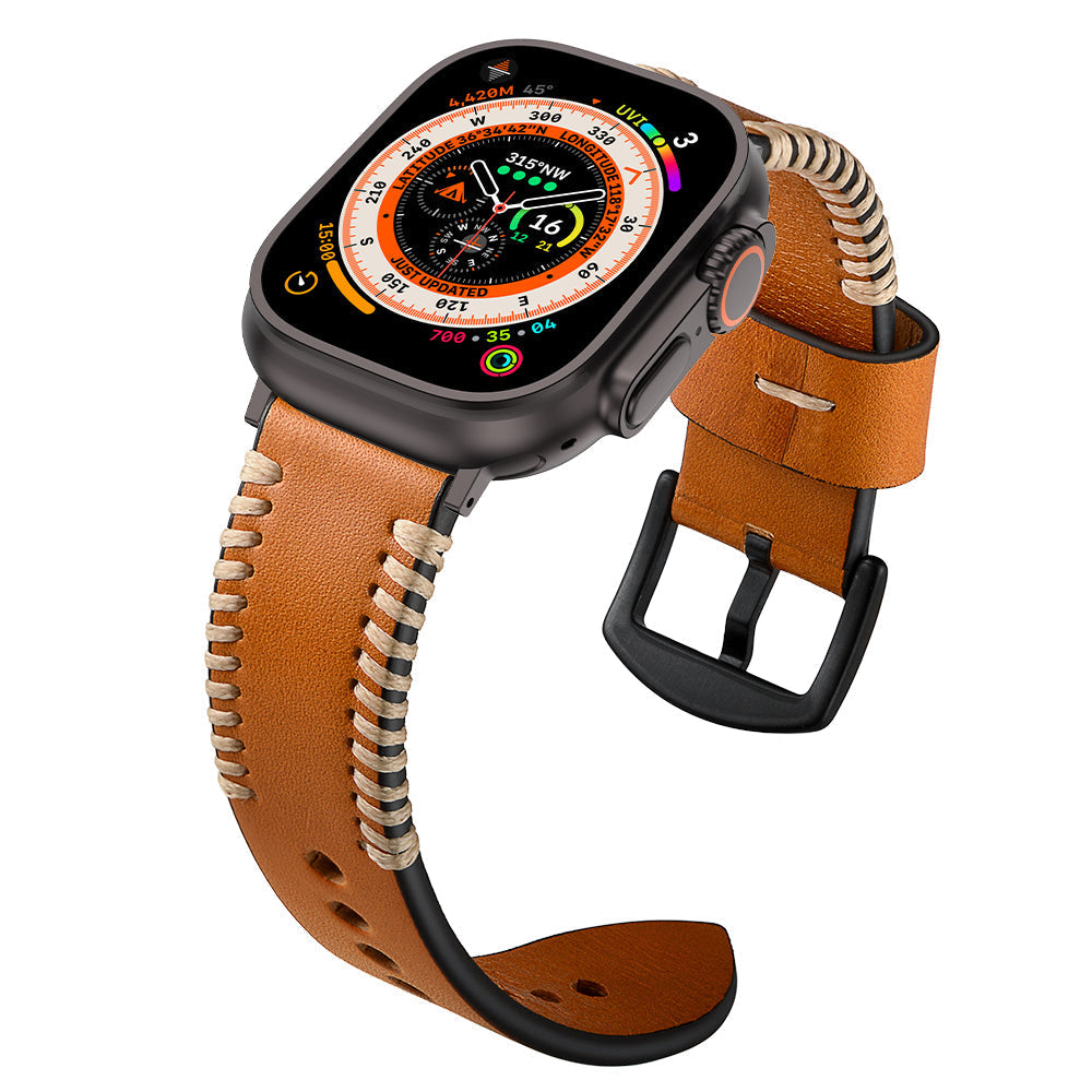 Tali Jahitan Tangan Kulit Untuk Apple Watch