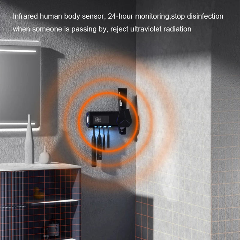 Smart UV Toothbrush Holder - Multifunctional Toothbrush Disinfector Automatic Toothpaste Dispenser Squeezer