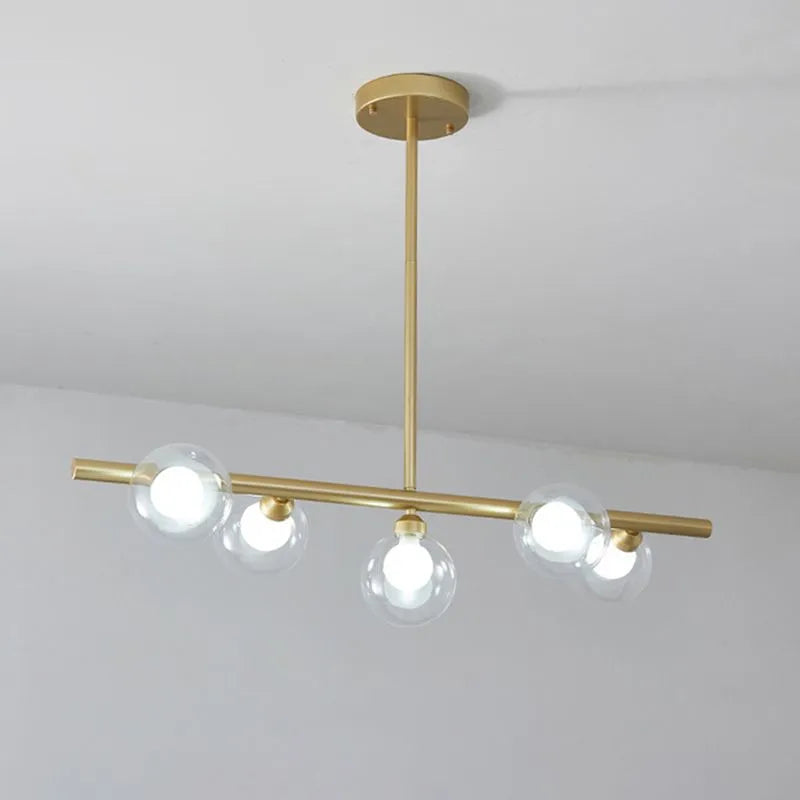Zesty linjär pendellampa — nordisk design, 5 eller 6 ljuskällor, svart eller guld