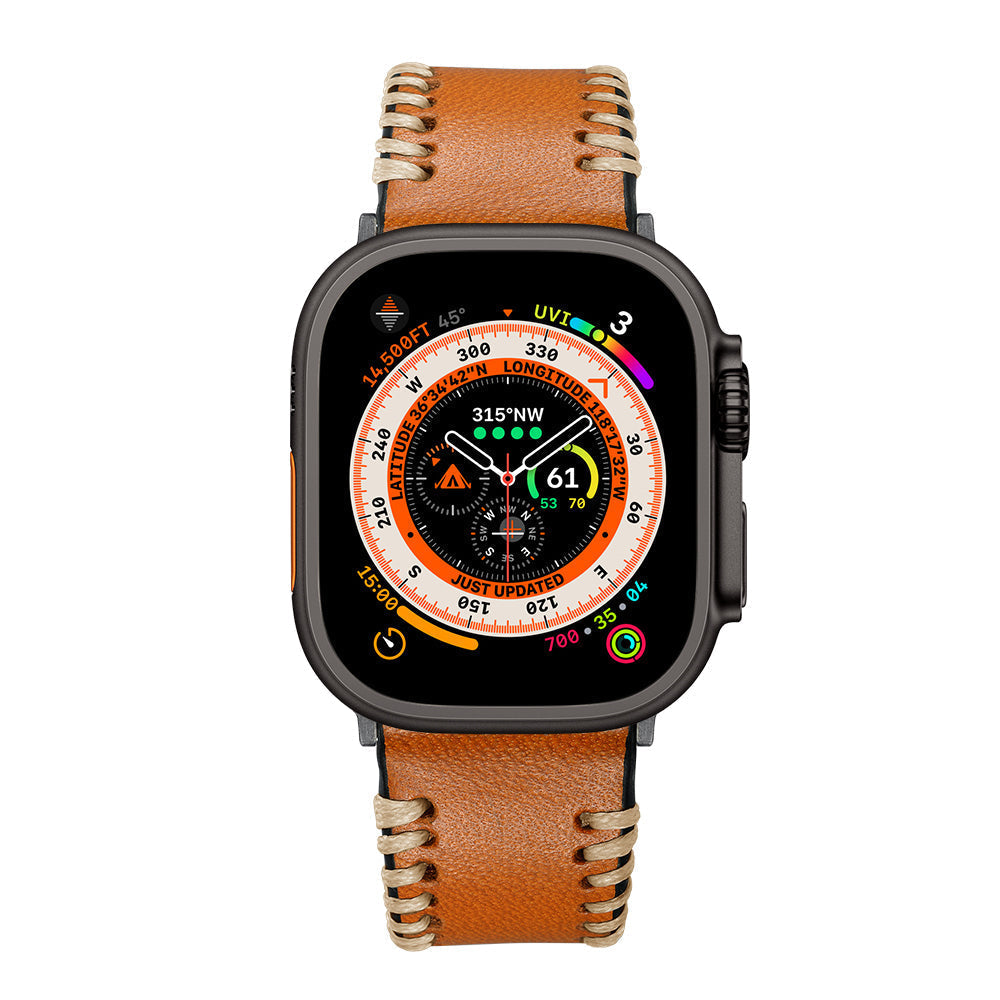 Tali Jahitan Tangan Kulit Untuk Apple Watch