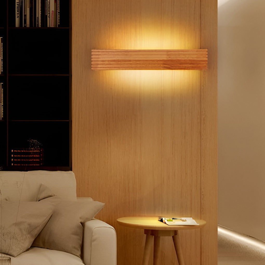 GlowWood – obdélníkové voděodolné LED osvětlení zrcadla v severském stylu na stěnu