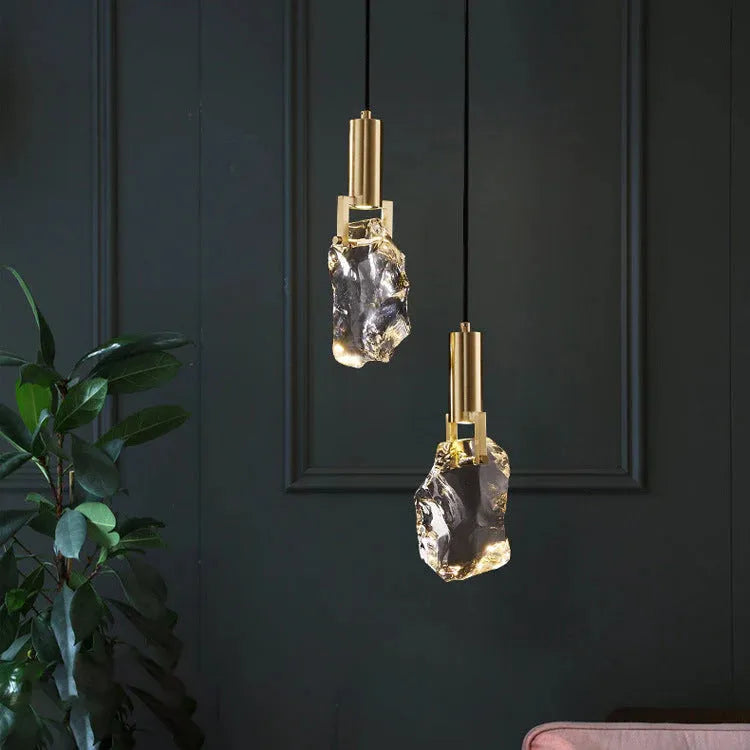 Lampada a sospensione da soffitto con goccia in cristallo sfaccettato