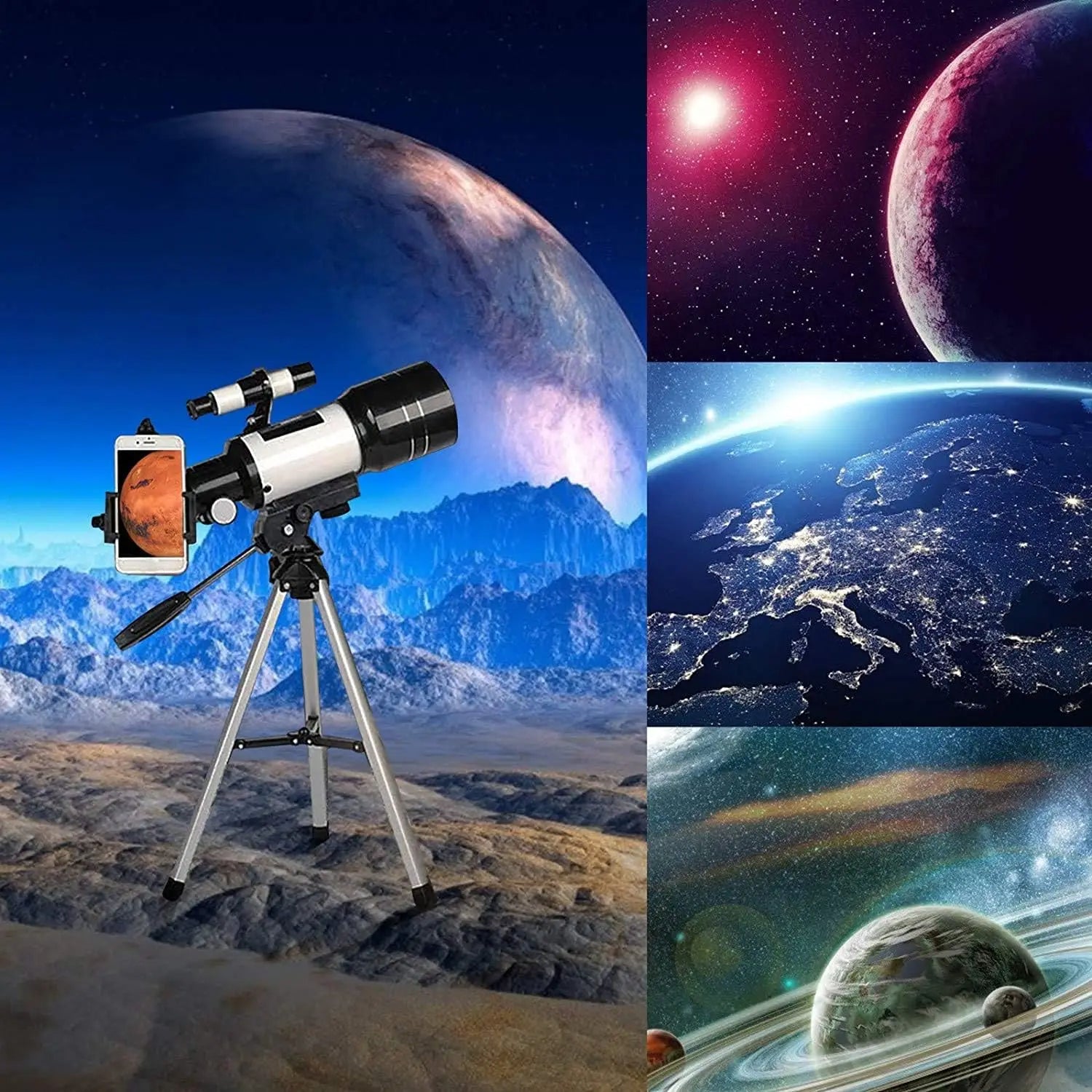 Professionelles astronomisches Teleskop – Mondbeobachtung mit Tischstativ – 150x Zoom