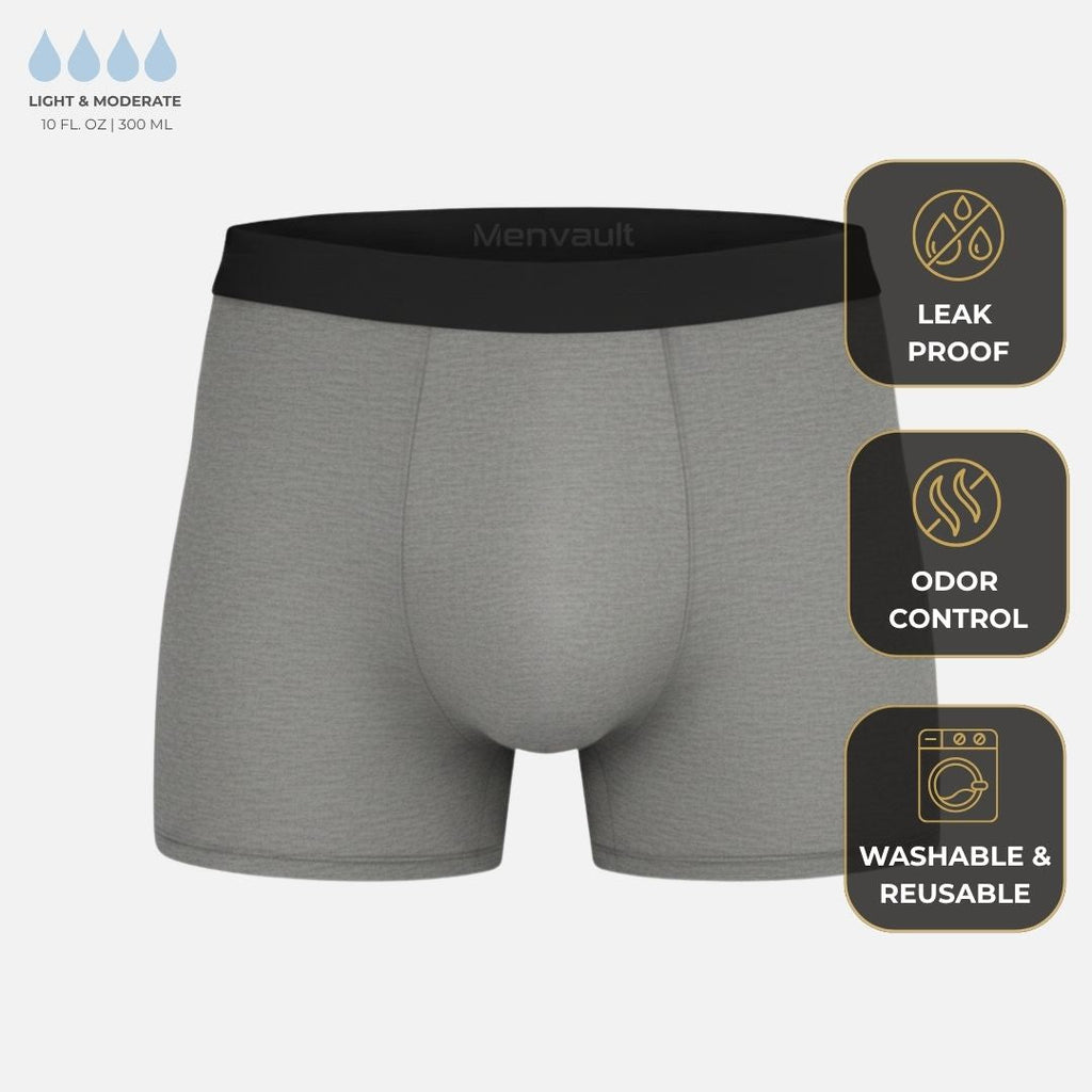 Men's Leak-Proof Boxer Briefs – 9-Layer Absorbent Zone, Bamboo, Washable