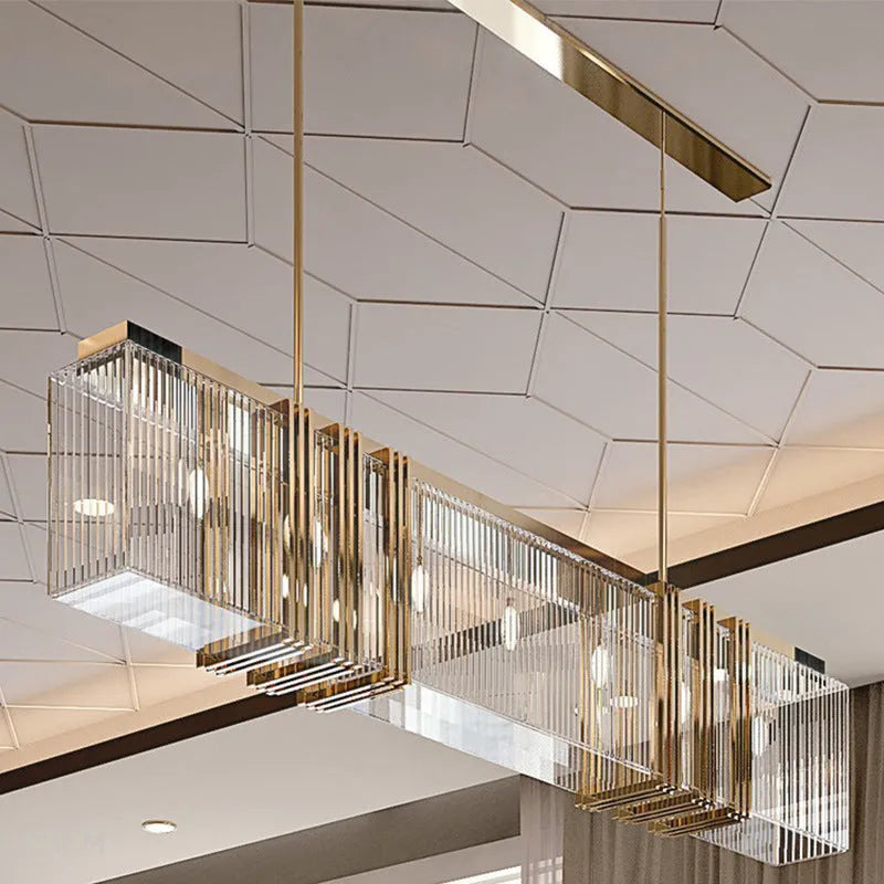 Kristy Rectangular Metal Chandelier Pendant Light — Gold