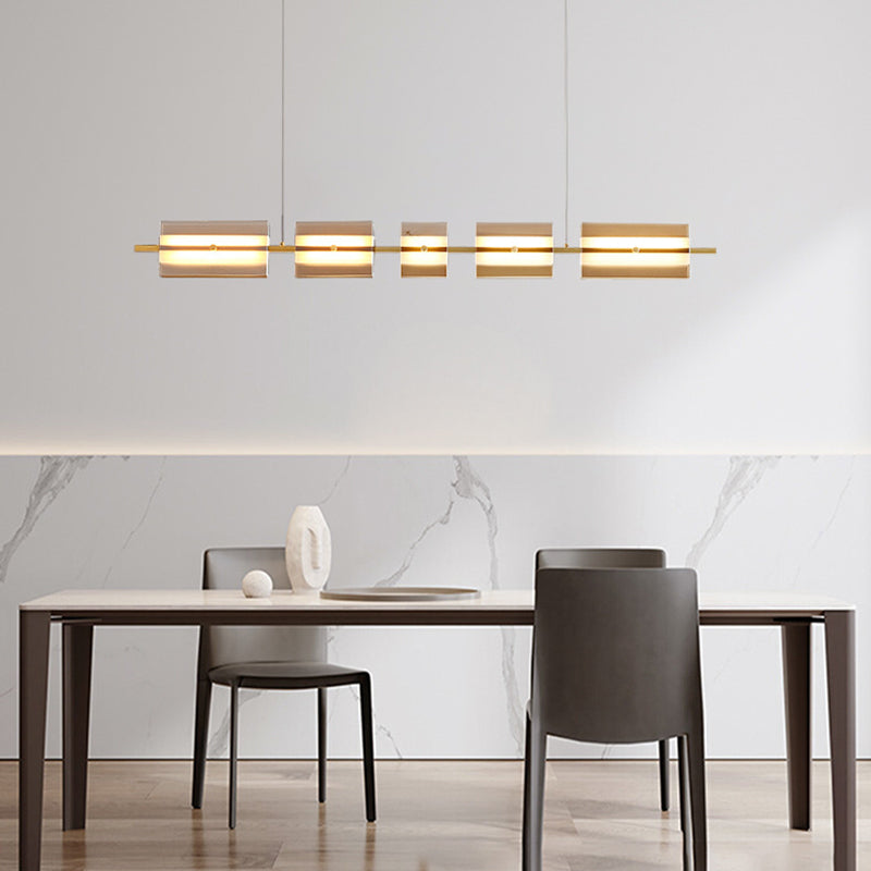 Arisha Modern Nordic Linear Copper/Glass Pendant Light, Brass/Black - Neutralighting
