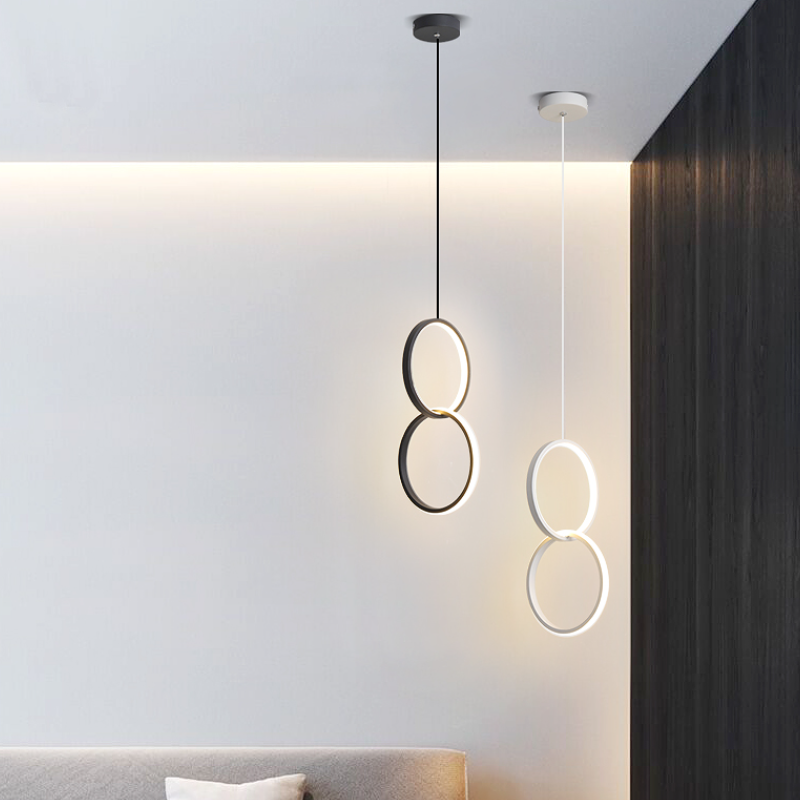 Nowoczesna lampa wisząca LED Doria — czarny/biały metal