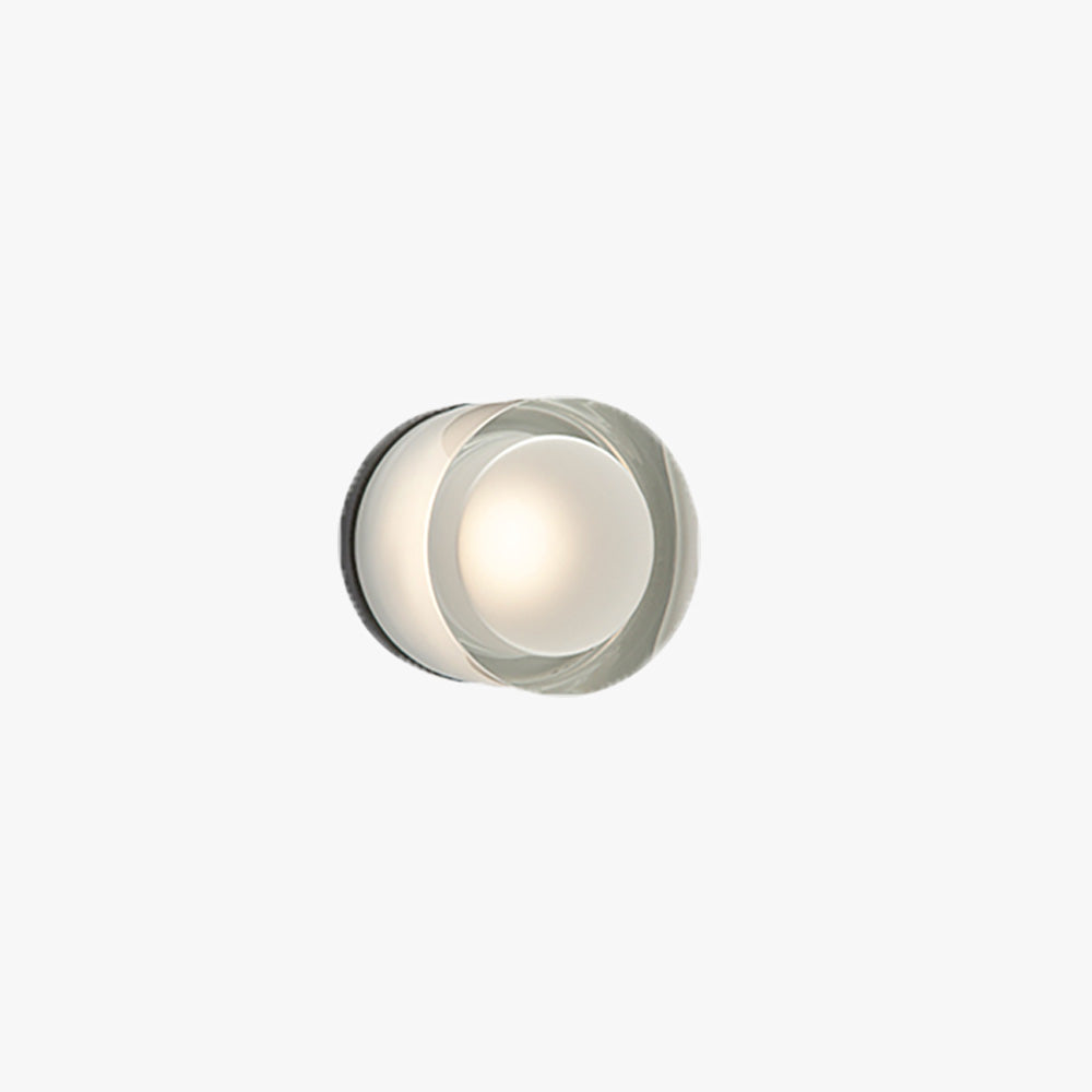 Ray Modern Mini Drum Metal/Acrylic Outdoor Wall Lamp, Transparent - Neutralighting