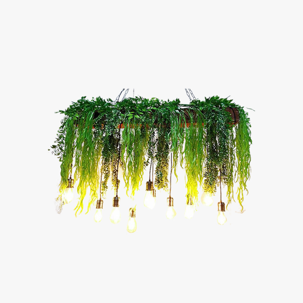 Ritta Natural Decorative Rectangular Plant Metal Pendant Light Green - Neutralighting