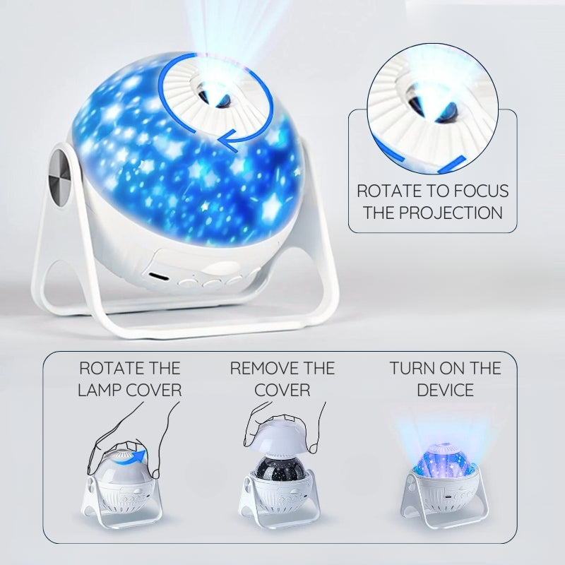 جهاز عرض النجوم جالاكسي - 7 أوضاع إضاءة - ضوء ليلي LED - يعمل عبر USB - ديكور غرفة النوم والمنزل