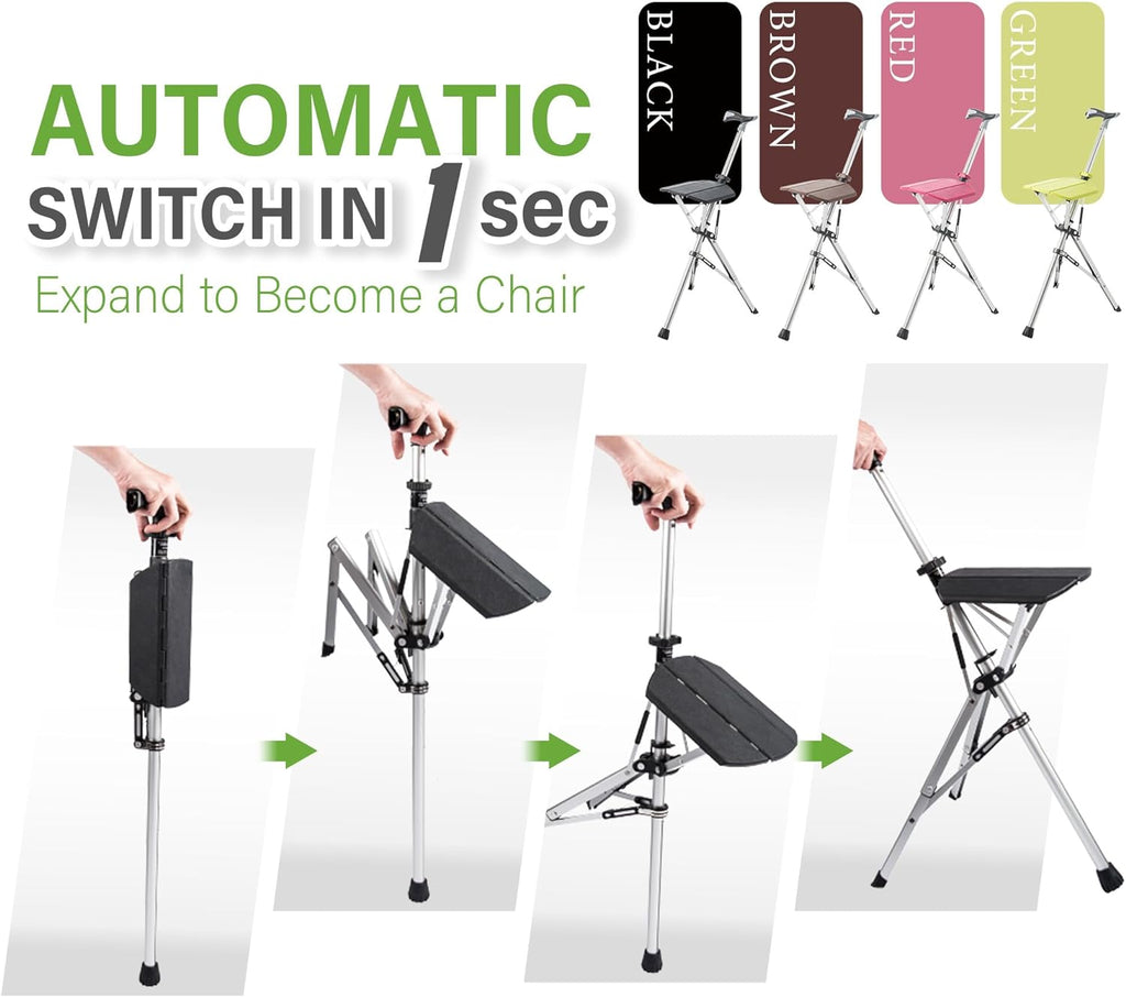 Bâton de randonnée TerraStride avec siège intégré pour un confort en déplacement