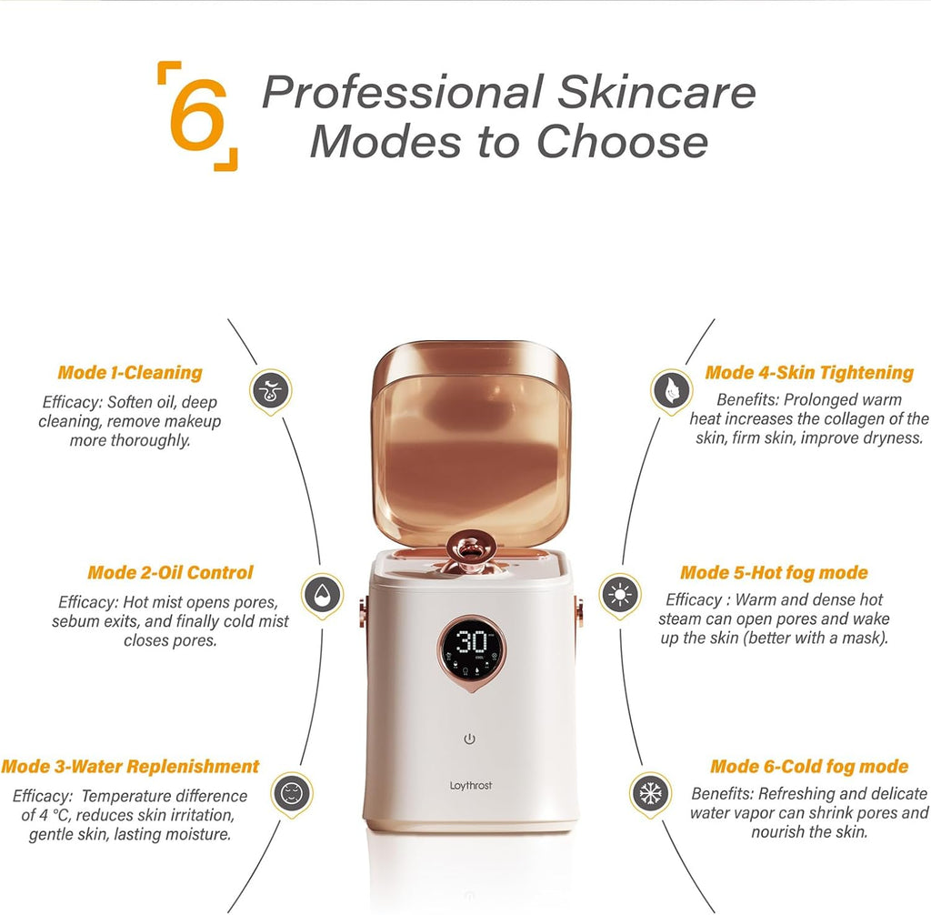 Nova appareil facial vapeur ionique 6 en 1 pour un nettoyage profond de la peau