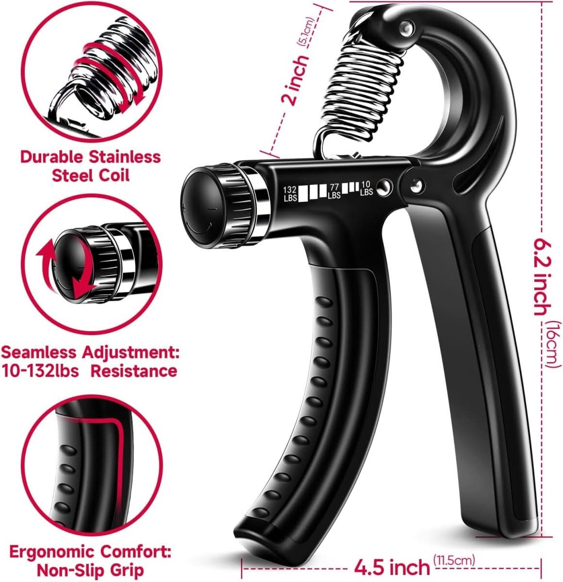 FlexGrip Pro Adjustable Hand Strengthener With Five Levels For Athletes