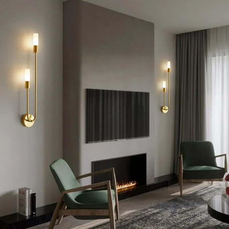 Rime modern vägglampa — 2-pack i guld, LED-glödlampa ingår