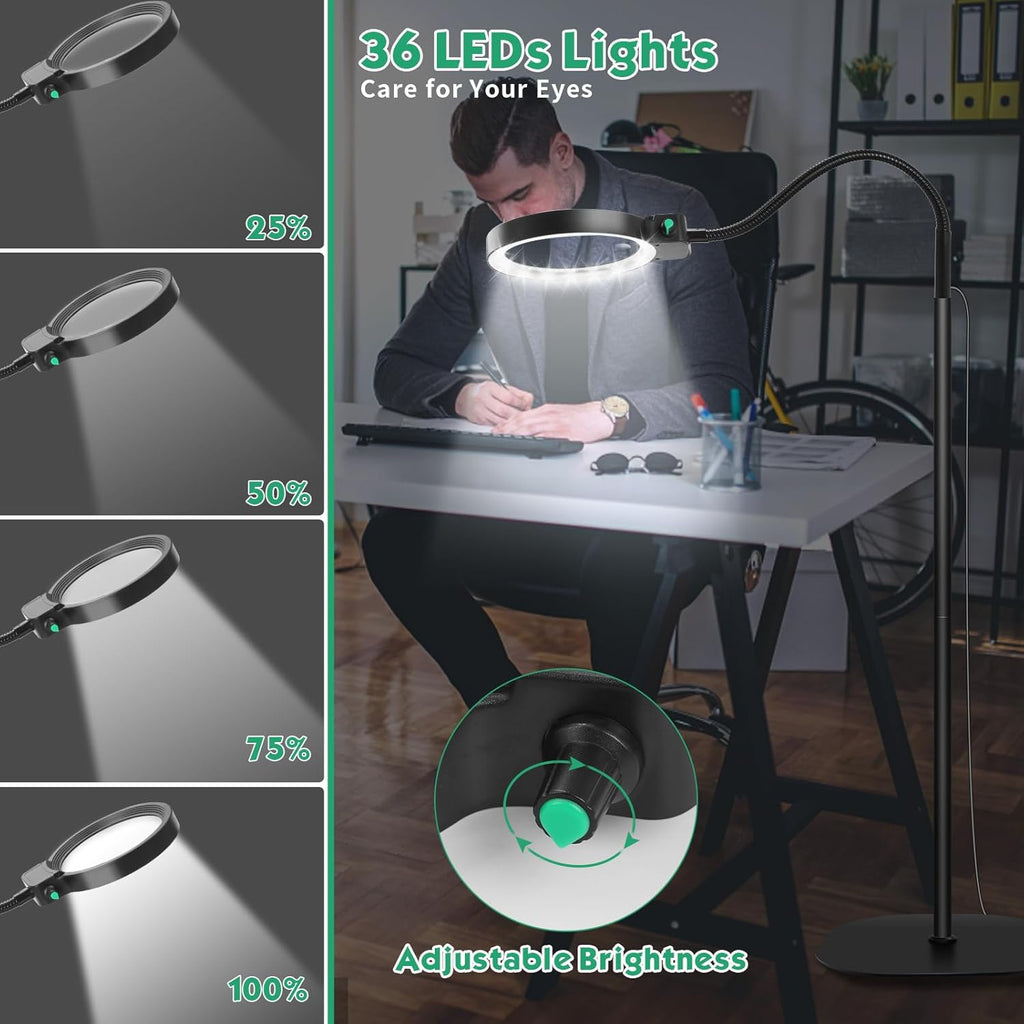 Lente d'ingrandimento BrightView a pagina intera con luce LED per leggere libri e fare lavori manuali senza usare le mani