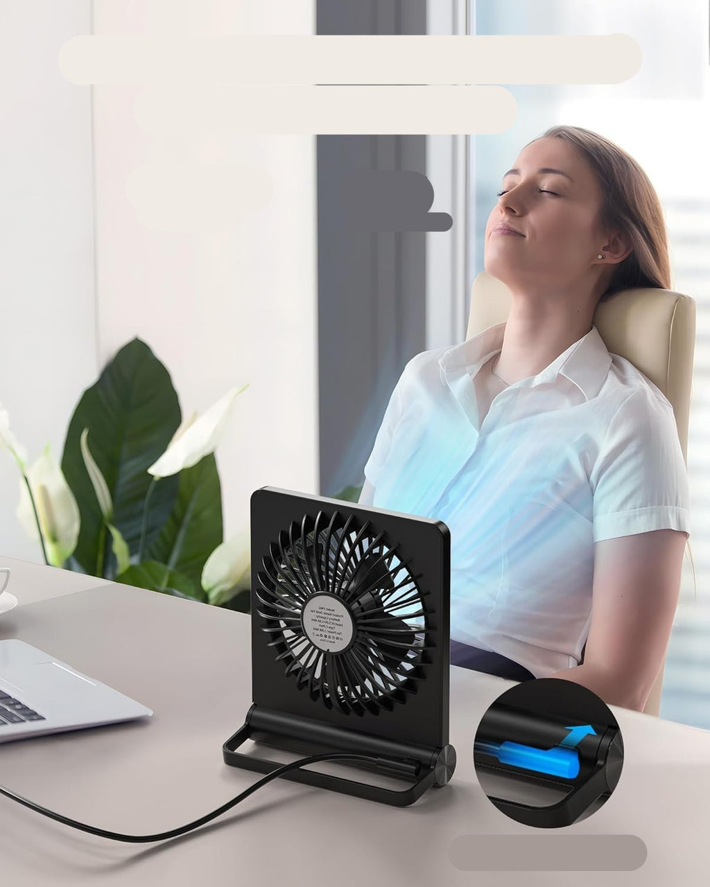 Ventilateur de table compact AeroCalm à réglage ultra pour un flux d'air paisible