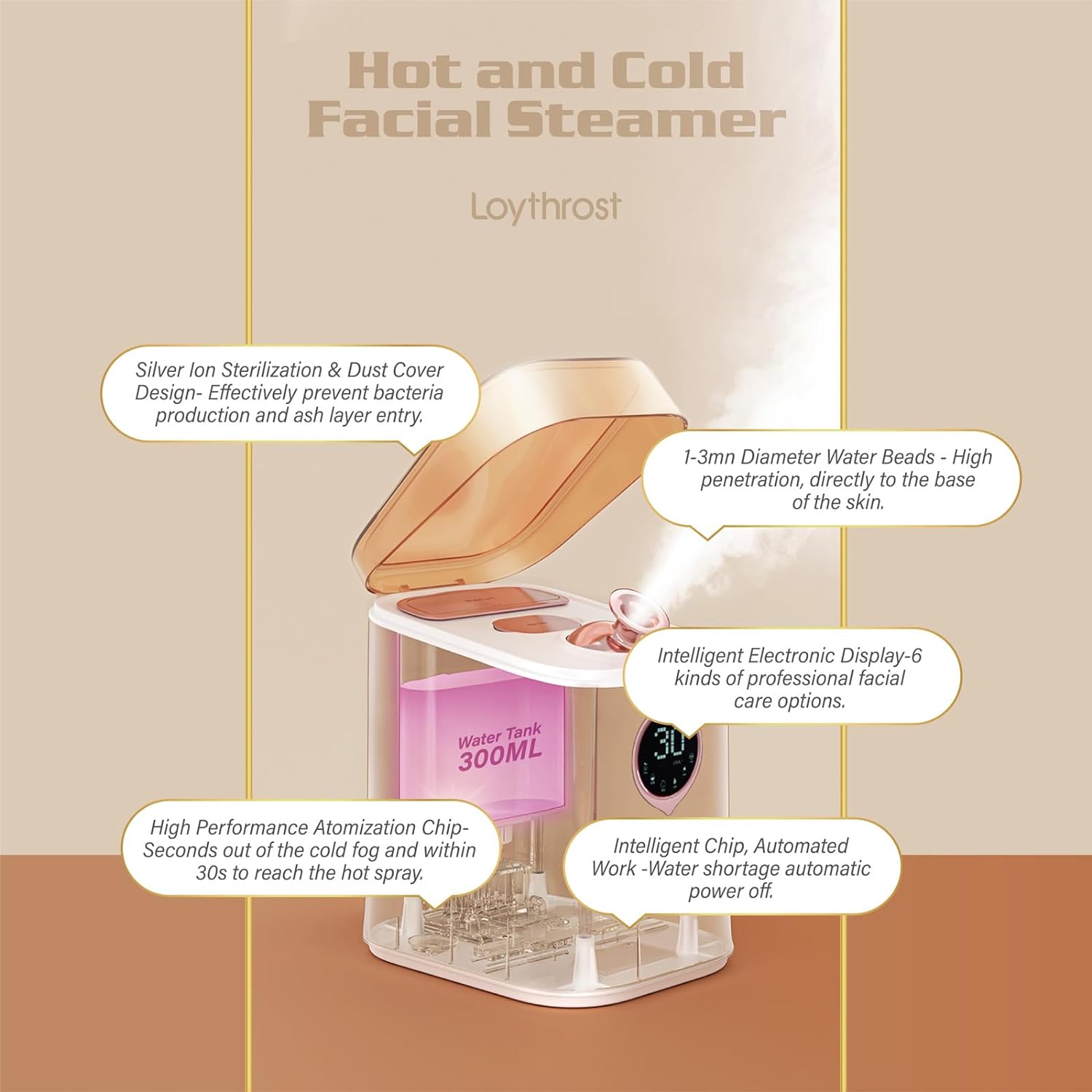 Nova appareil facial vapeur ionique 6 en 1 pour un nettoyage profond de la peau