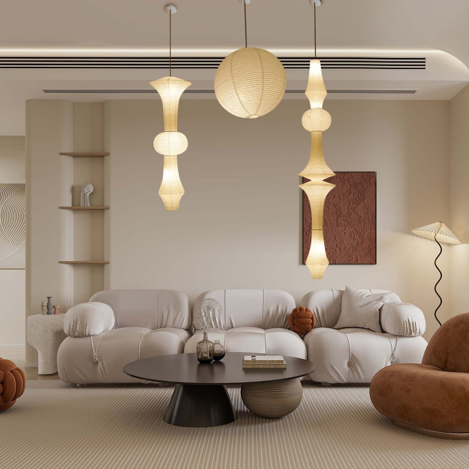 Nova Skulpturale Hängelampen mit japanischer minimalistischer Geometrie