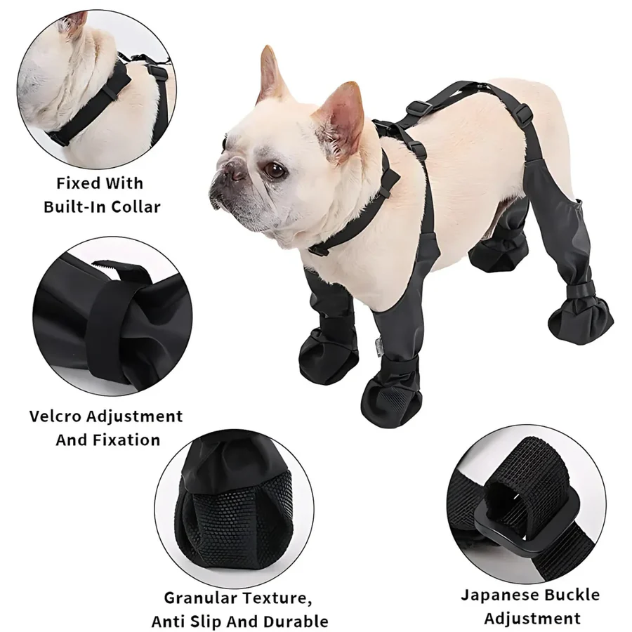 NovaPaw Hundeschuhe mit Trägern, Vollschutz und rutschfester Sohle