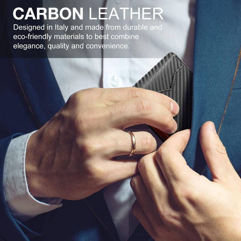 Cartera delgada AeroLuxe para hombre con protección RFID, tarjetero de cuero negro