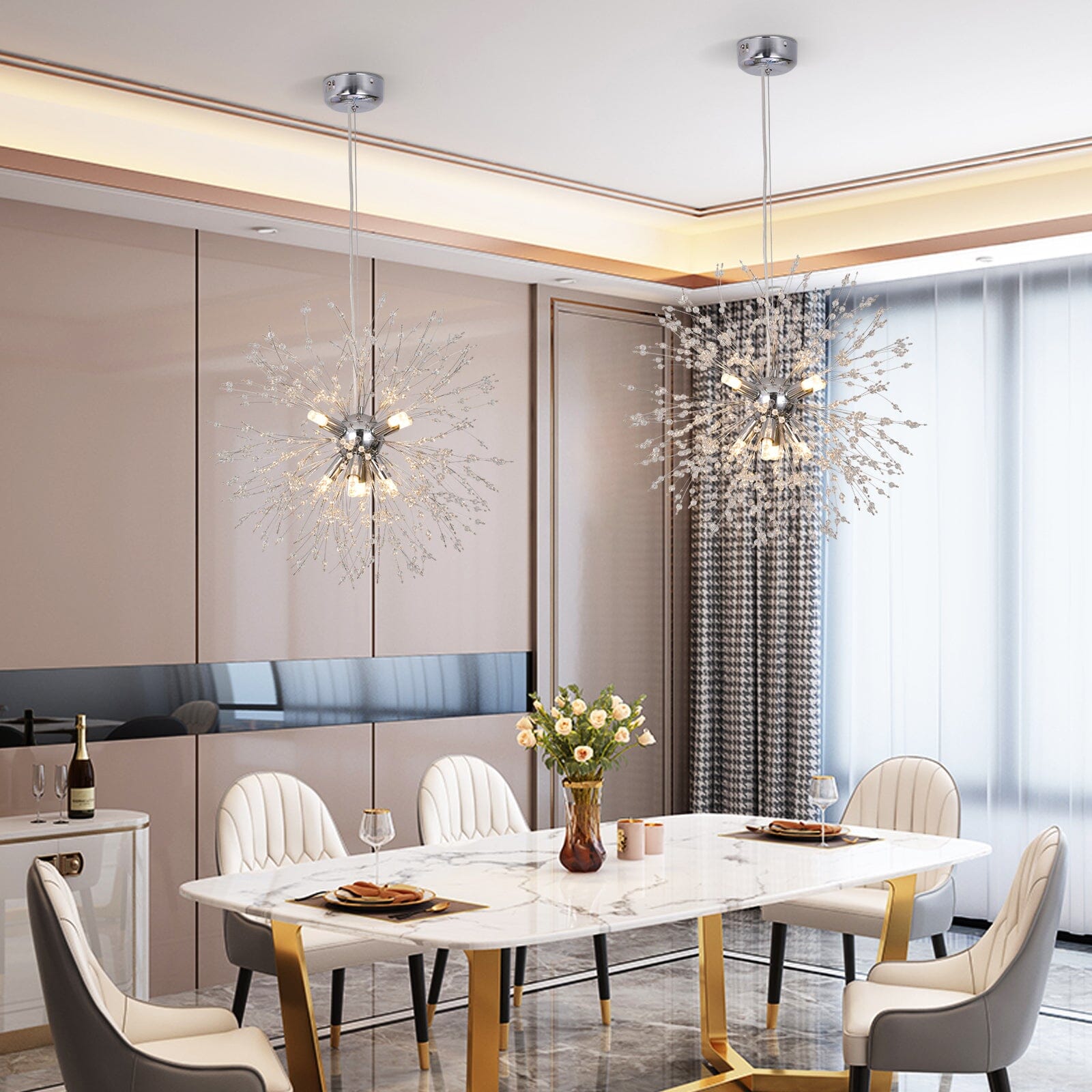 Zarif Modern Karahindiba Kristal Sarkıt Tavan Lambası